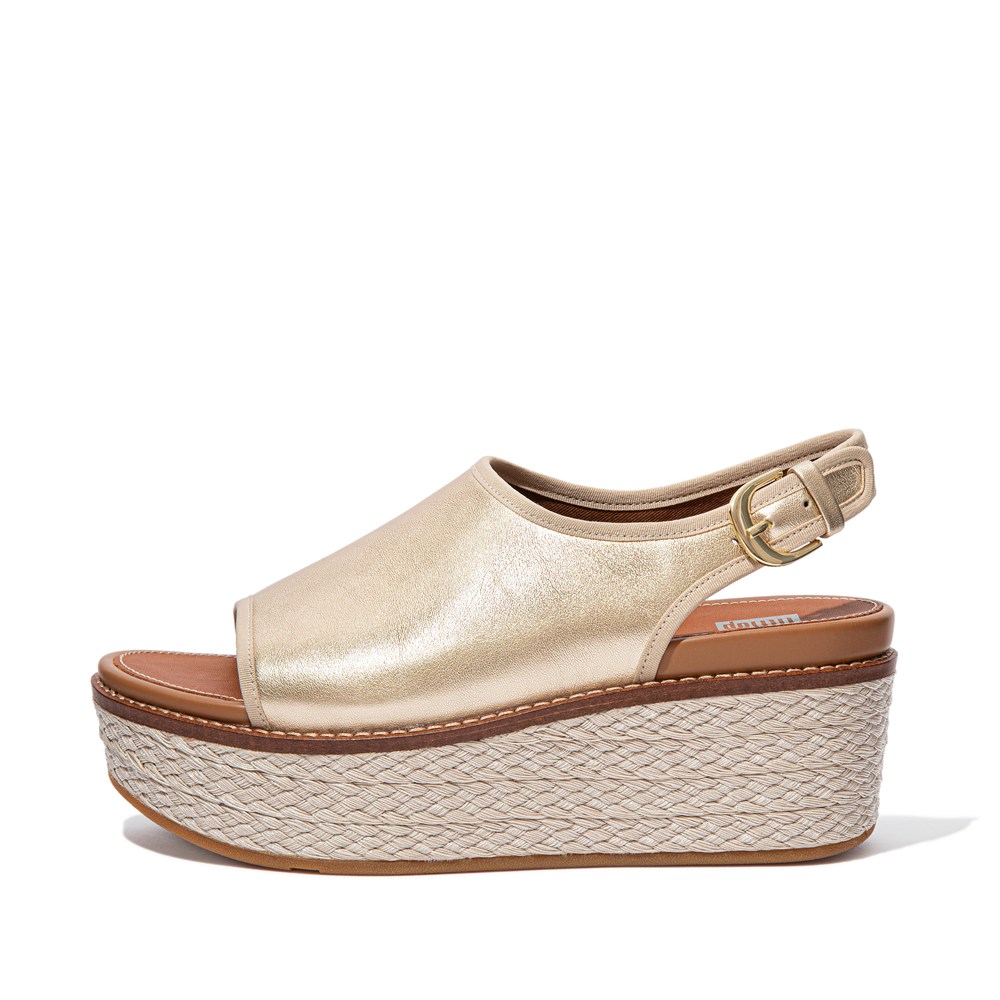 Fitflop Womens Wedge Gold - Eloise Mixed-metallics Back-strap - 23WGINVTX